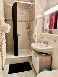 Salle de bain avec douche à disposition des visiteurs